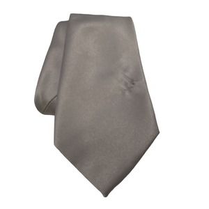 BRAND Q Mens‎ Silver Necktie Tie 100% Satin Designed From Italy Has Flaw